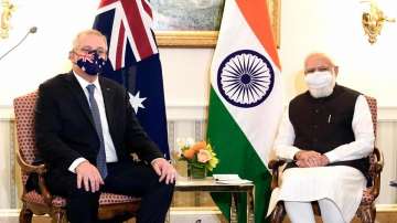 Prime Minister Narendra Modi with Australian PM Scott Morrison during a meeting.