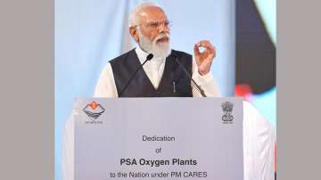 PM Narendra Modi addresses the dedication of the Pressure Swing Adsorption Oxygen Plants, established under PM CARES, to the nation, at AIIMS Rishikesh. 