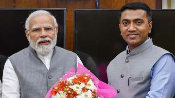 Prime Minister Narendra Modi with Goa Chief Minister-designate Pramod Sawant during a meeting, in New Delhi.