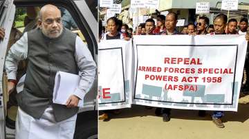 Union Minister Amit Shah. Locals stage a protest demanding repeal of AFSPA in Mon district of Nagaland, Thursday, Dec. 16, 2021.?