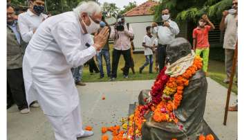 Kapil Sibal offers tribute to Mahatma Gandhi on the occasion of his birth anniversary, at Gandhi Ashram in Ahmedabad, Saturday, Oct. 2, 2021.