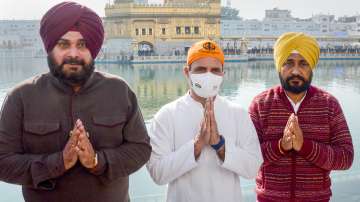 Punjab Congress chief Navjot Singh, Rahul Gandhi and Charanjit Channi at Golden Temple 