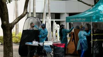 A walk-up Covid testing site in downtown Miami operating on December 29, 2021.