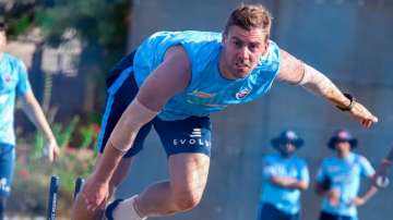 Anrich Nortje hits net ahead of IPL 2022