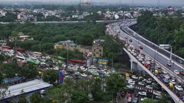 Traffic jam on the Barapula Flyover in New Delhi, Thursday. (Representational image)