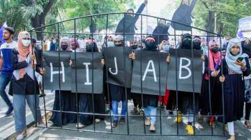 Members of the Freedom Fraternity Movement stage a Hijab Dignity march, in Thiruvananthapuram, Saturday, Feb, 26, 2022.