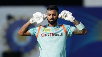 KL Rahul celebrates after scoring a century in the ongoing IPL. 
