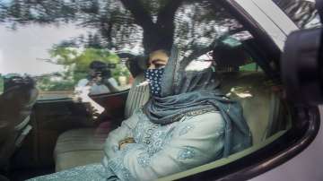 PDP Chief Mehbooba Mufti arrives at 12, Janpath in New Delhi to meet Congress chief Sonia Gandhi.