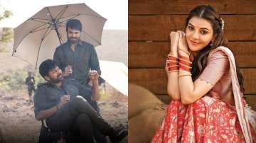 Chiranjeevi, Ram Charan and Kajal Aggarwal 