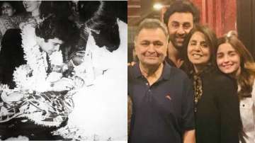 Neetu Kapoor with Ranbir Kapoor, Alia Bhatt and late actor Rishi Kapoor