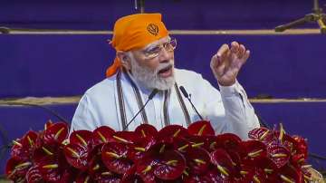 Prime Minister Narendra Modi during the 400th Parkash Purab celebrations of Guru Tegh Bahadur at Red Fort.