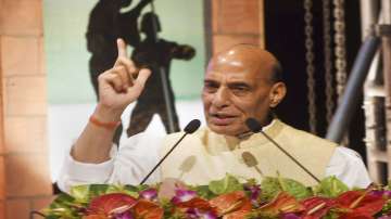 Union Defence Minister Rajnath Singh addresses during felicitation of family members of 1971 Indo- Pak war martyrs, in Guwahati