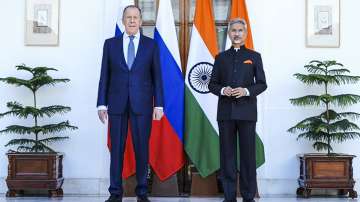 External Affairs Minister S Jaishankar with Russia's Foreign Minister Sergey Lavrov during a meeting, at Hyderabad House, in New Delhi.