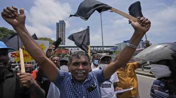 Sri Lankans representing various government establishments shout slogans against the government during a protest in Colombo, Sri Lanka on April 20, 2022. 