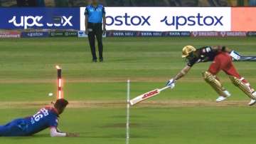 Virat Kohli gets run out via Lalit Yadav's throw during the RCB vs DC match on Saturday, 16 April