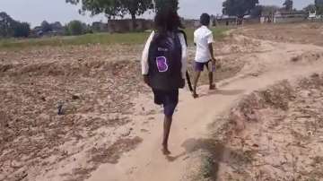 The 10-year-old cover hops to school on one leg after she lost the other two years back in an accident. . 