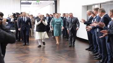 PM Modi with Danish counterpart Mette Frederiksen in Copenhagen.