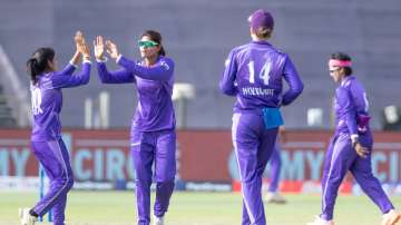 Velocity celebrating after a wicket vs Supernovas