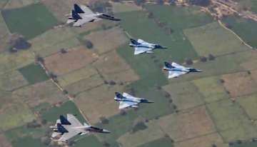 Precision strike carried out by Mirage 2000s against a dummy target by the squadron that carried out the Balakot air strike on February 26, 2019, on the occasion of its second anniversary, on Saturday, Feb. 27, 2021.