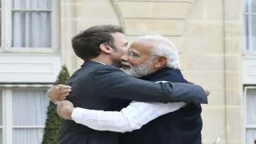 PM Modi with French President Emmanuel Macron in the last leg of Europe visit. 