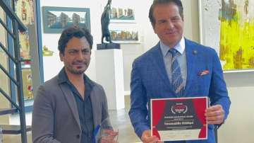 Excellence in Cinema awardee Nawazuddin Siddiqui catches up with celebs at the Riviera