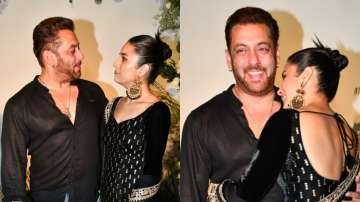 Salman Khan and Shehnaaz Gill at Ayush-Arpita's Eid celebrations. 