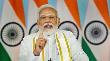 Prime Minister Narendra Modi during the foundation stone laying dedication to the nation of mult-crore intrastructure projects, at Jawaharlal Nehru Stadium in Chennai.