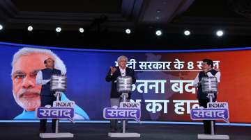 BJP leader Sudhanshu Trivedi in a debate with Congress leader Salman Khurshid at India TV Samvaad on Monday.?