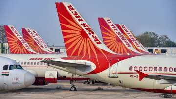Air India planes parked at the IGI Airport in New Delhi.