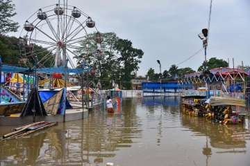 Flooded Hanuman Mela ground in Nagaon town.?