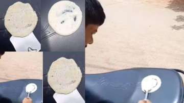 Stills from viral video of man cooking dosa