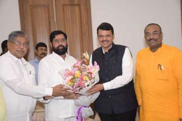 Shiv Sena leader with Eknath Shinde with BJP leader Devendra Fadnavis 