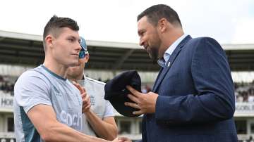 Potts receiving his Test cap