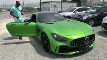 Russell with his new Mercedes-Benz AMG