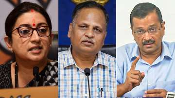 Smriti Irani, Satyendar Jain and Arvind Kejriwal