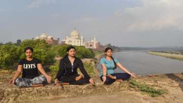 taj mahal, agra fort, international yoga day, yoga day 2022