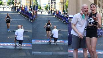 Man proposes to girlfriend at Marathon 