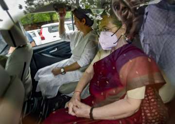 New Delhi: Congress President Sonia Gandhi with party General Secretary Priyanka Gandhi arrives to appear before the Enforcement Directorate for questioning in connection with the National Herald case