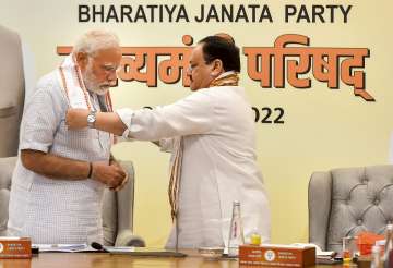Prime Minister Narendra Modi with BJP president JP Nadda. 
