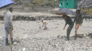 Heavy rains in high mountains of Amarnath.