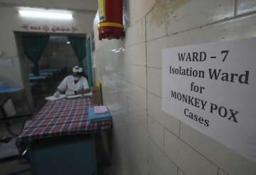 A health worker works at a monkeypox ward set up at a government hospital in Hyderabad, India