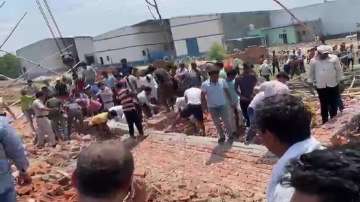 Wall collapses in Delhi's Alipur.