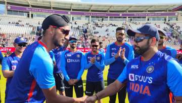 The 23-year-old received his cap from the captain himself, Rohit Sharma. 