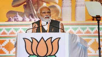 Prime Minister Narendra Modi addresses the concluding session of the BJPs National Executive meeting, in Hyderabad.