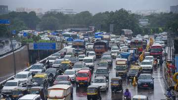 Mumbai: Vehicles stuck in a heavy traffic jam on Western Express Highway following monsoon rains