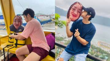 Philippines man with his wife's face pillow