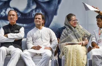 Ghulam Nabi Azad with Rahul and Sonia Gandhi