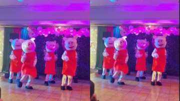 A group of Peppa pigs dancing to Kala Chasma