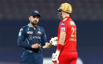 Rashid Khan and Liam Livingstone during GT vs PBKS IPL Match.