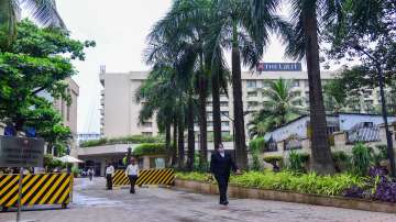 The Lalit hotel, where officials received a bomb threat call on Monday, in Mumbai, Tuesday, Aug. 23, 2022.